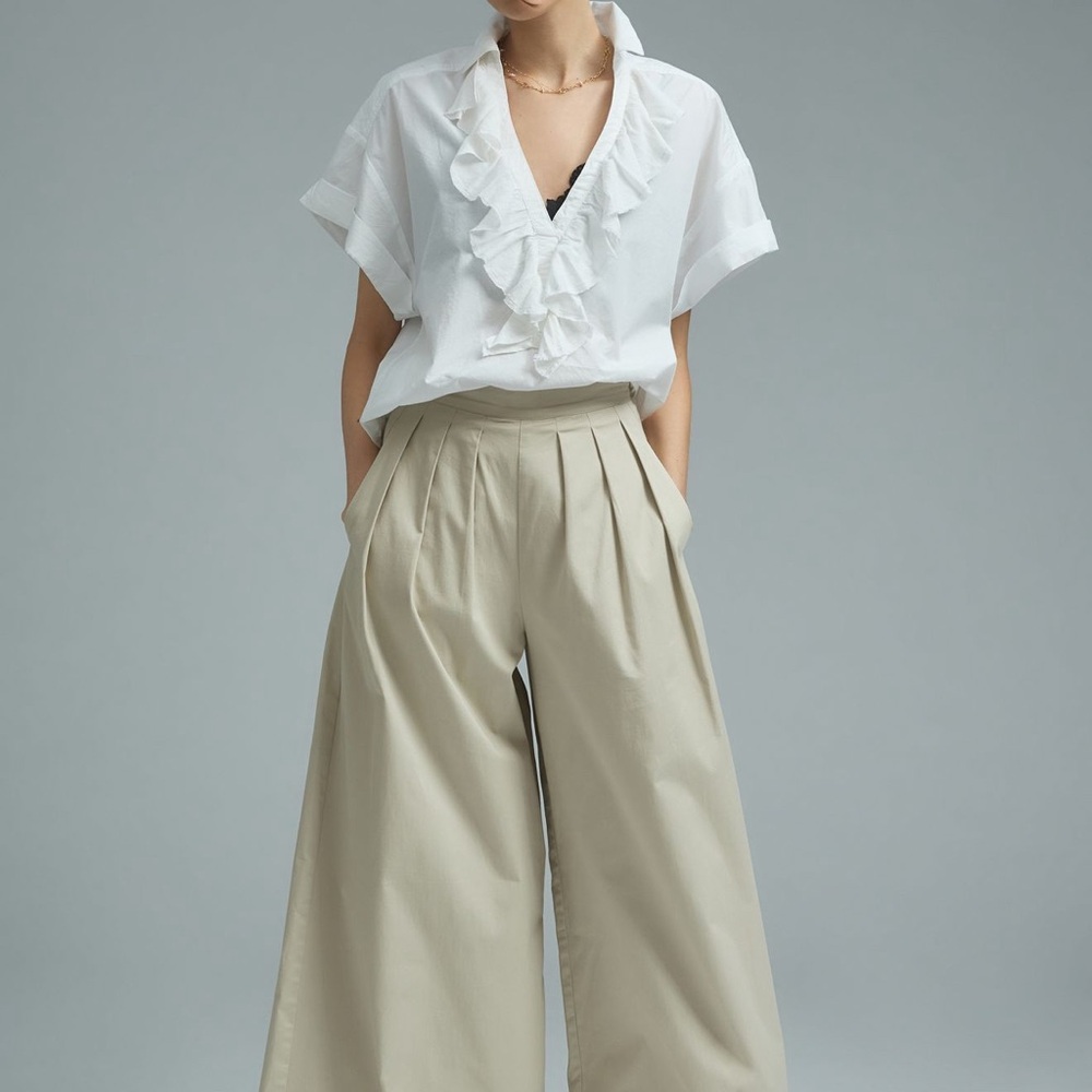Anthropologie Pilcro Short-Sleeved Ruffle Blouse - Picture 2 of 8